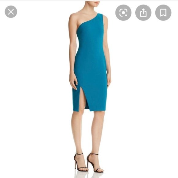 Likely Dresses & Skirts - NWT Likely One Shoulder Helena Midi Dress w/ Slit in Teal Size 8